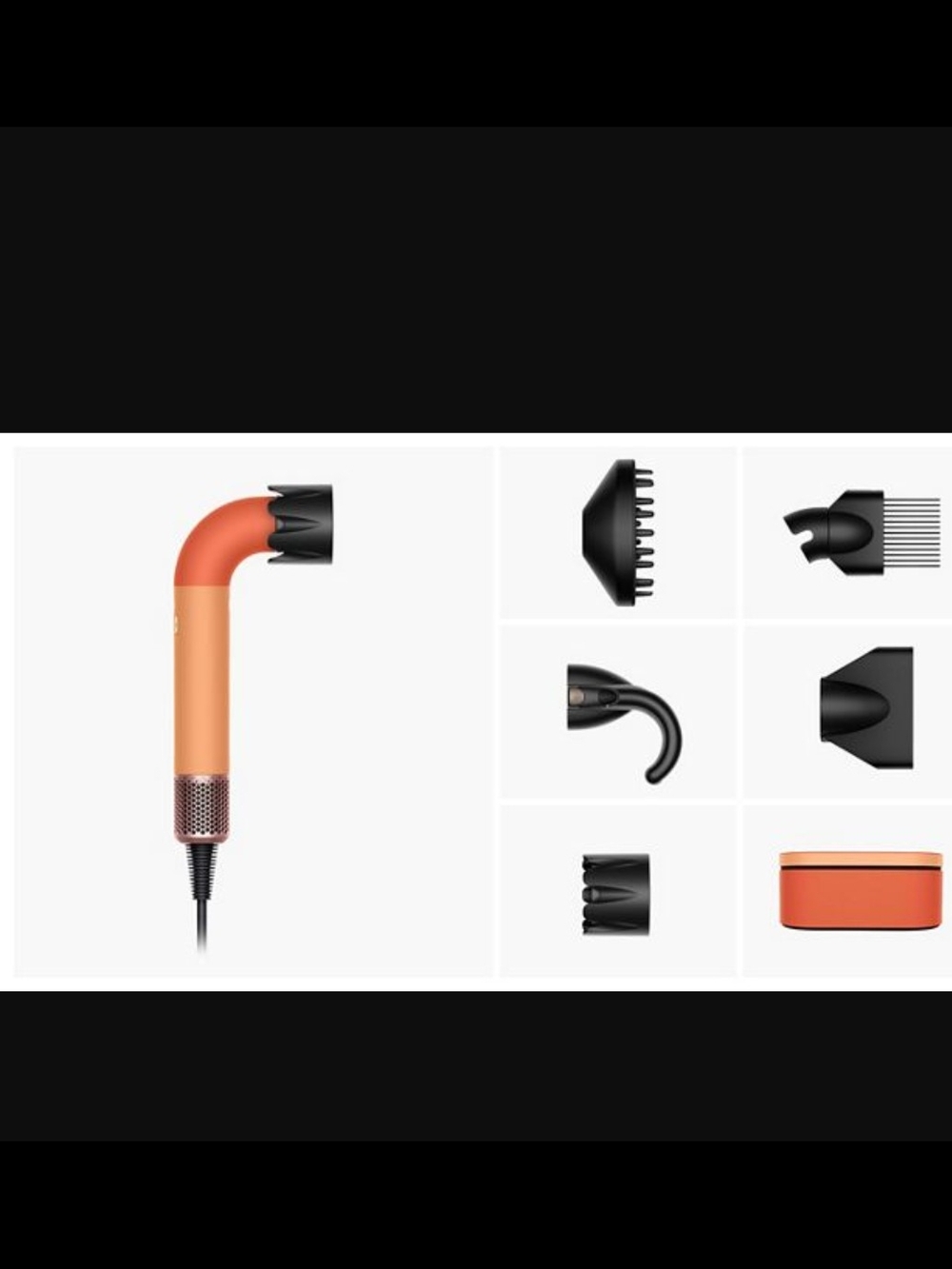 Orange Compact Hair Dryer with Multiple Styling Attachments